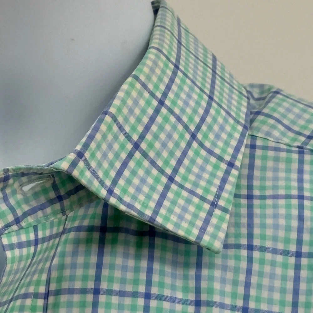 Vineyard Vines Cooper Shirt Aqua Plaid Check Long Sleeve Men’s XL Logo on Sleeve